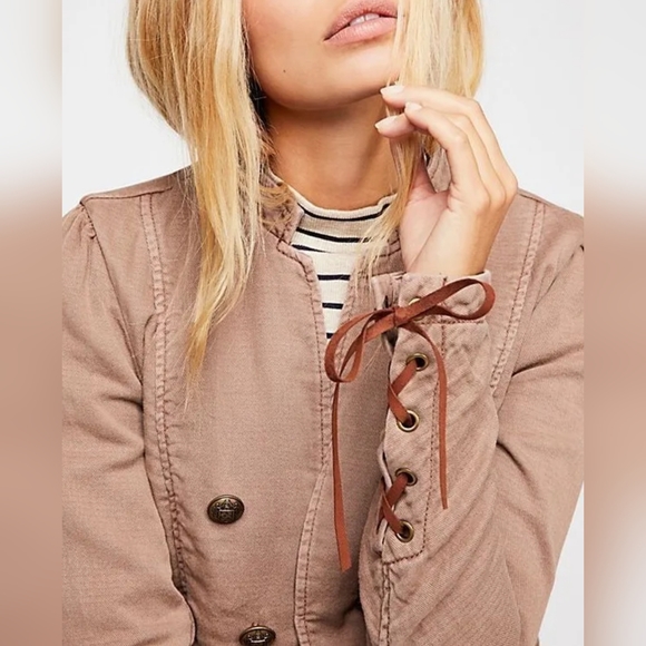 Free People Jagger Lace Up Blazer - Mauve - XS - Picture 4 of 7